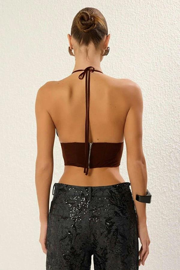 WOVCOR V-Neck Woven Bustier