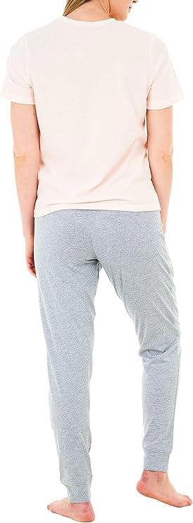 Smart Living Women's Polycotton Tee & Pyjama Set - Pink/Grey