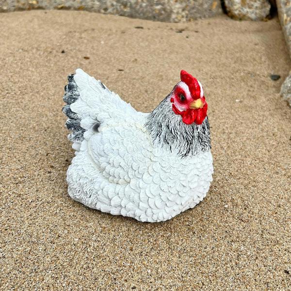 Farmwood White Chicken Garden Bird Ornament Statue