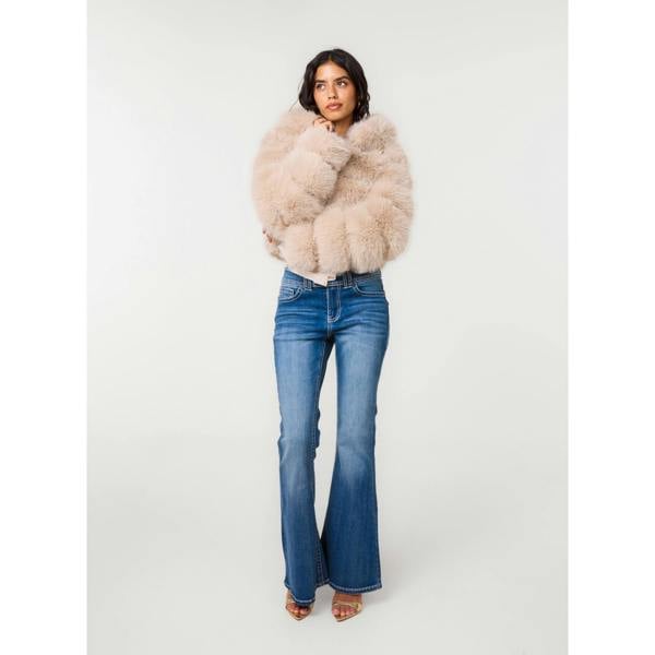 Pink Vanilla Hooded Pelted Fur Jacket
