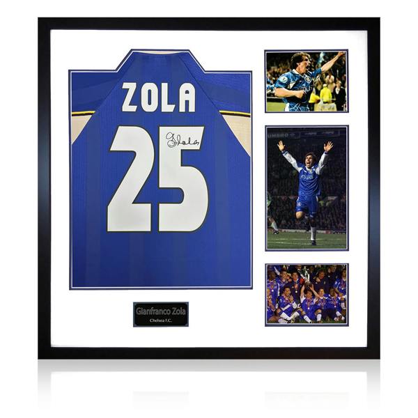 Gianfranco Zola Signed Chelsea Shirt Elite Frame