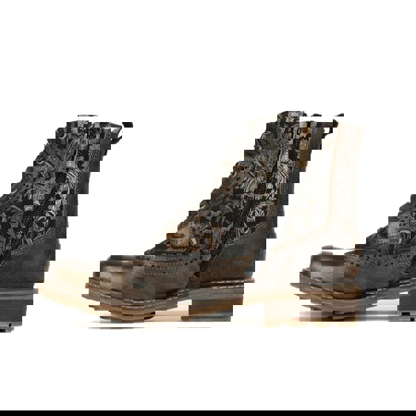 Embassy London Milliner - Bronze & Floral - Women's leather round toe rubber sole ankle boot in black