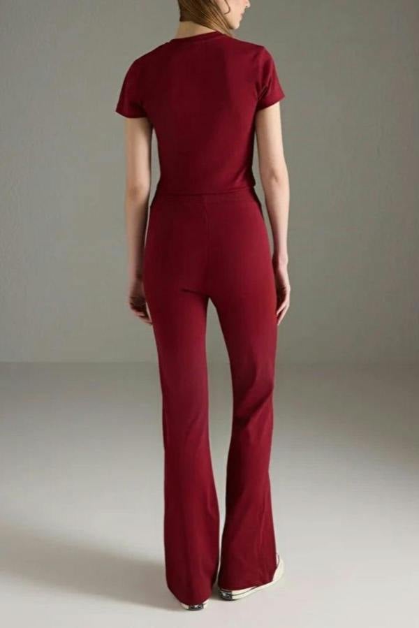 WOVCOR 2-Piece Fitted Stretch Woven Top & Pants Set