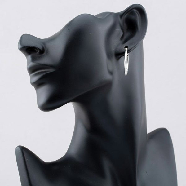 T. H. Baker Sterling Silver Oval Patterned Creole Hoop Earrings S3019