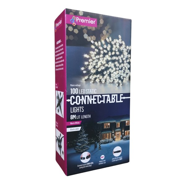Samuel Alexander 100 LED 8m Premier Christmas Connectable Outdoor Static Lights in Warm White