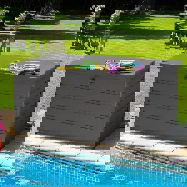 350L Grey Metal Outdoor Garden Storage Box Lockable Garden Storage Boxes Living and Home