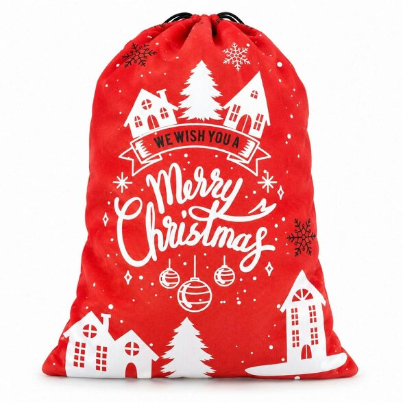 Shatchi 48cm Red Felt Merry Christmas Sack for Festive Gift Giving and Seasonal Home Decor - 48CM - Red - Christmas sack