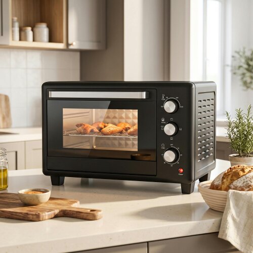 HOMCOM 30 L Mini Oven w/ Adjustable Temperature, 60 Min Timer, 1600W, Black
