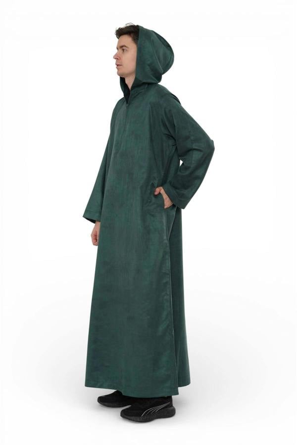 Infinity Leather Men's Hooded Eid Moroccan Jubba Robe Ramadan Eid Thobe - HM12