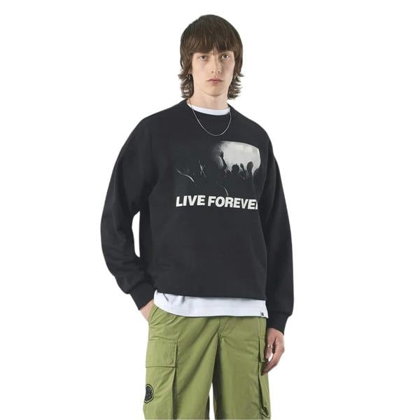 Pretty Green Mens Live Forever Regular Sweatshirt - Black - 