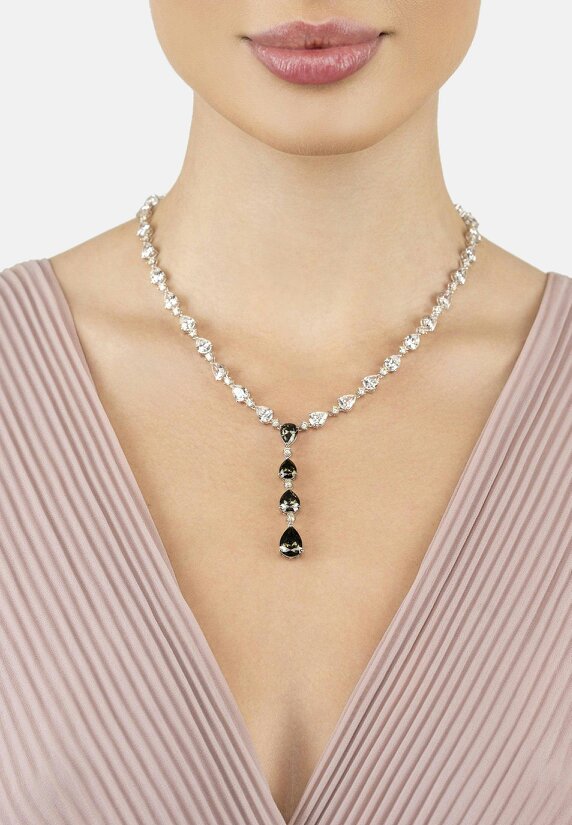 Latelita Elizabeth Statement Necklace Smokey Quartz Silver