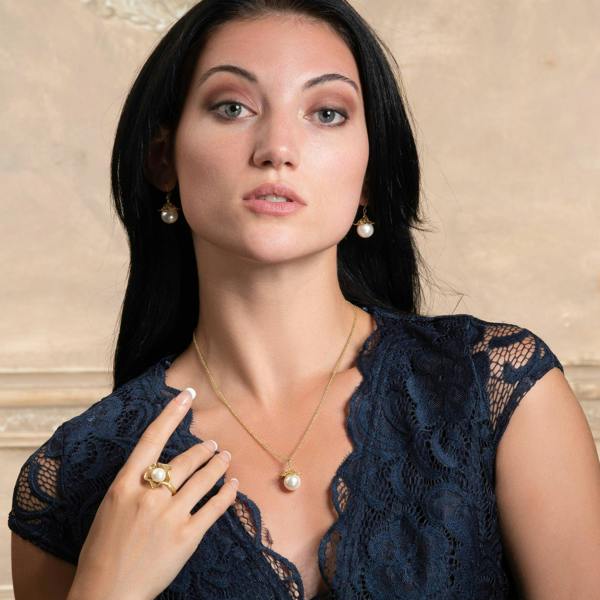 Large Gold Plated Pearl Earrings for Women - namana.london