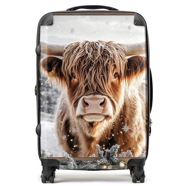 Warren Reed Wintery Highland Cow Suitcase