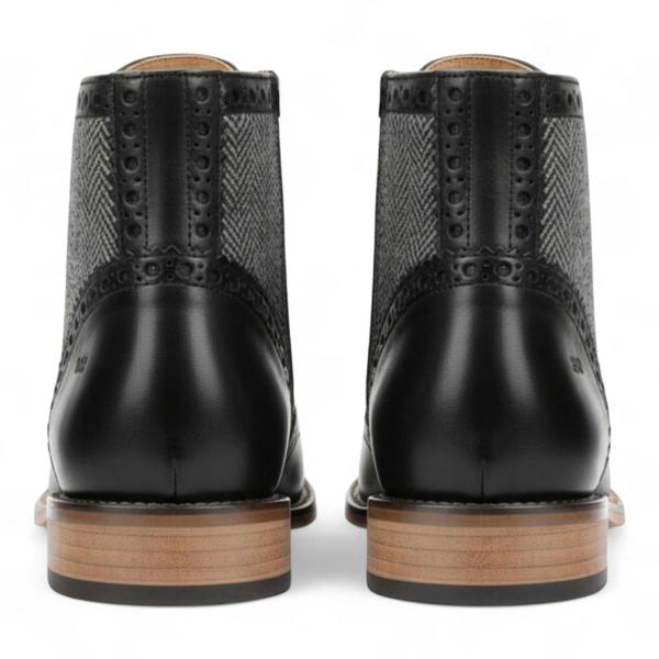 Dolcetto Men's Black Wingtip Brogue Ankle Dress Chukka Boots