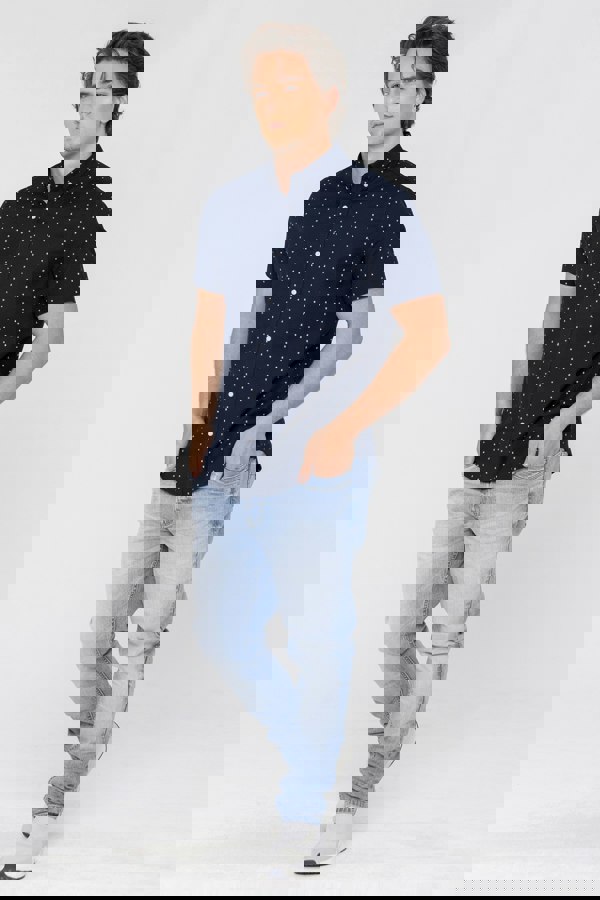 ENORSIA Printed Short Sleeve Shirt with Polka Dots and Comfortable Fit