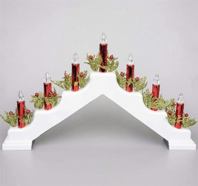5cm Battery Operated Plastic White Christmas Candle Bridge with 7 LED Lights image 9