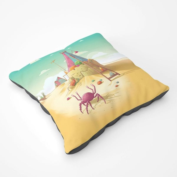 Warren Reed Crab On A Beach Holiday Floor Cushion