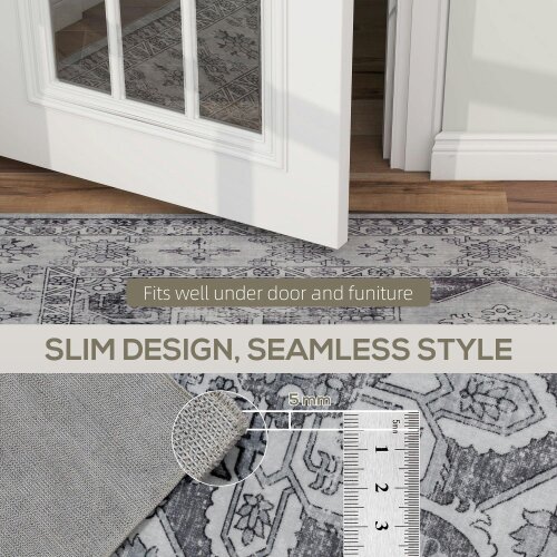 Wyld Haus Vera 290 x 200 cm Polyester Grey Vintage Style Non Slip Washable Rug
