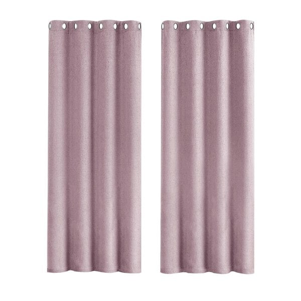Lilac Lined Blackout Eyelet Curtains - 46 x 54 Inch Drop - 2 Panel Image 1