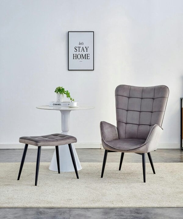 Kosy Koala Recliner sofa lounge chair with footstool grey velvet sofa living room furniture