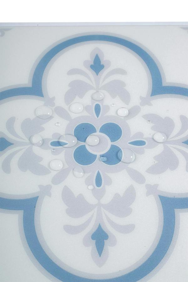 Living and Home 10Pcs Self Adhesive Floral Pattern PVC Wall & Floor Tile Stickers for Bathroom Kitchen Living Room Bedroom, 20 x 20cm(0.4㎡)