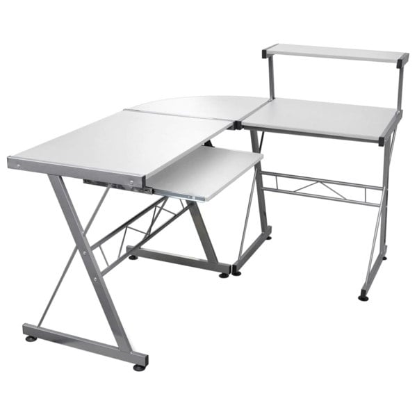 Berkfield Corner Computer Desk White 132x112x99 cm Engineered Wood