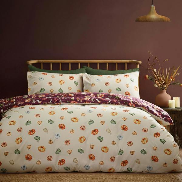 Autumn Pumpkins Plum Duvet Cover Set