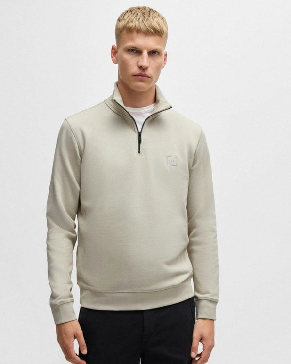 BOSS Orange Zetrust Mens 1/4 Zip Sweatshirt - Light Beige 271