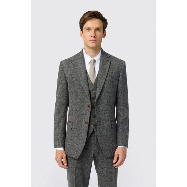 Antique Rogue Tailored Fit Jace Grey Berry Tweed Jacket