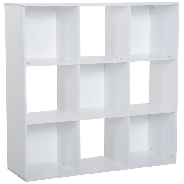 Wyld Haus Zido Wood White 3 Tier 9 Cube Storage Bookcase