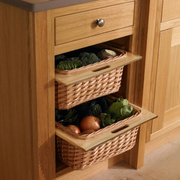 Kukoo 3 x Pull Out Wicker Kitchen Baskets 500mm