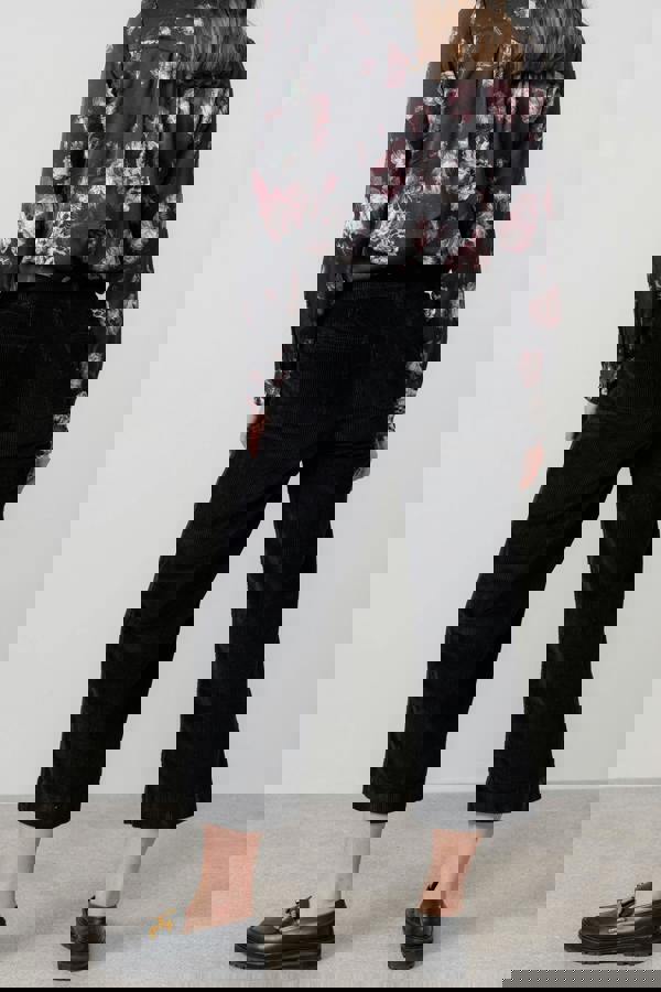 Lily & Me Isla Stretch Jumbo Cord Cropped Trousers Black