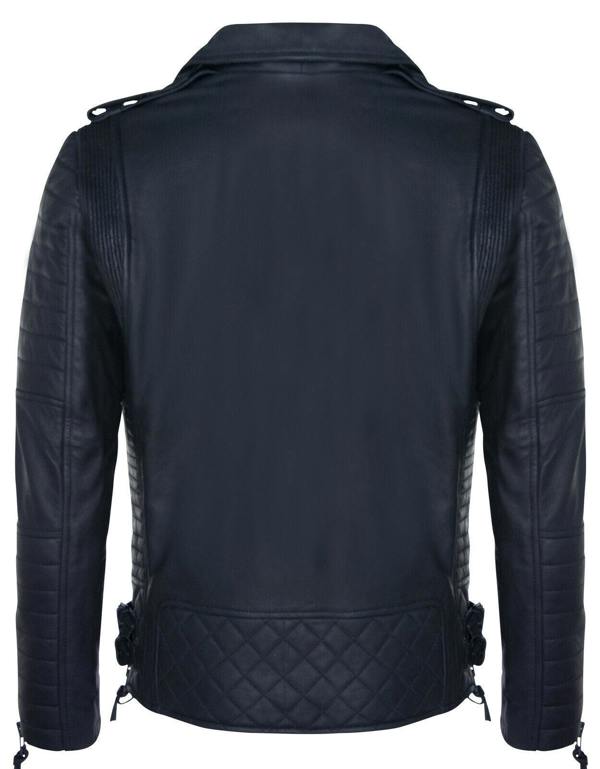 Infinity Leather Mens Leather Biker Quilted Brando Motorcycle Jacket