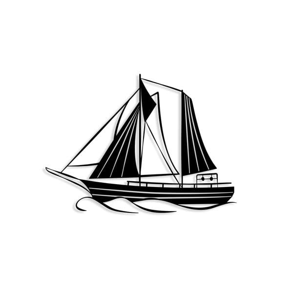 Decortie Modern Metal Wall Art Sail Home Ornament Decorative Minimalist Design Hanging Wall Sculpture, Black
