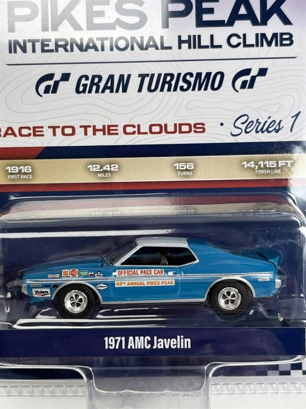 Greenlight 1971 AMC Javelin Pace Car Blue Pikes Peak 1:64 Scale Greenlight 13330C