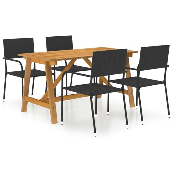 Berkfield 5 Piece Garden Dining Set Black