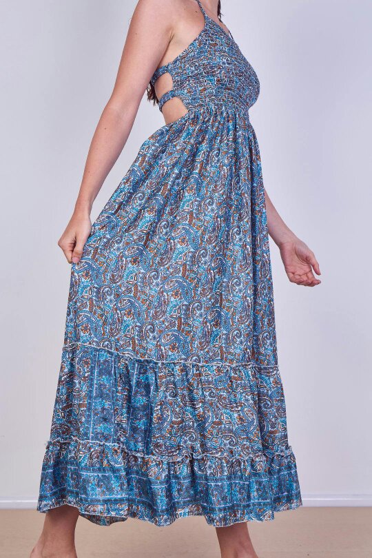 Boho Paisley Halterneck Maxi Dress