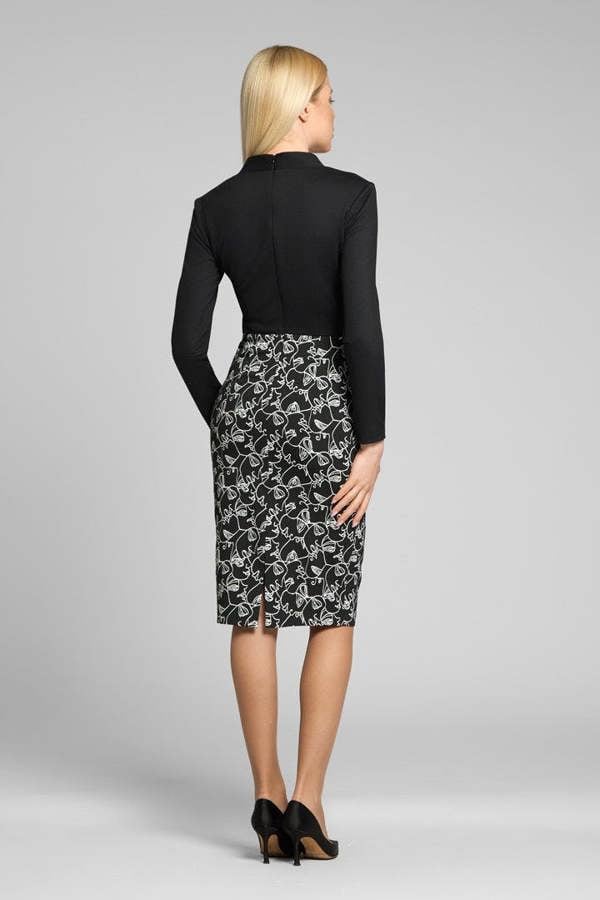 Rumour London Michelle tailored dress with contrasting contour jacquard skirt