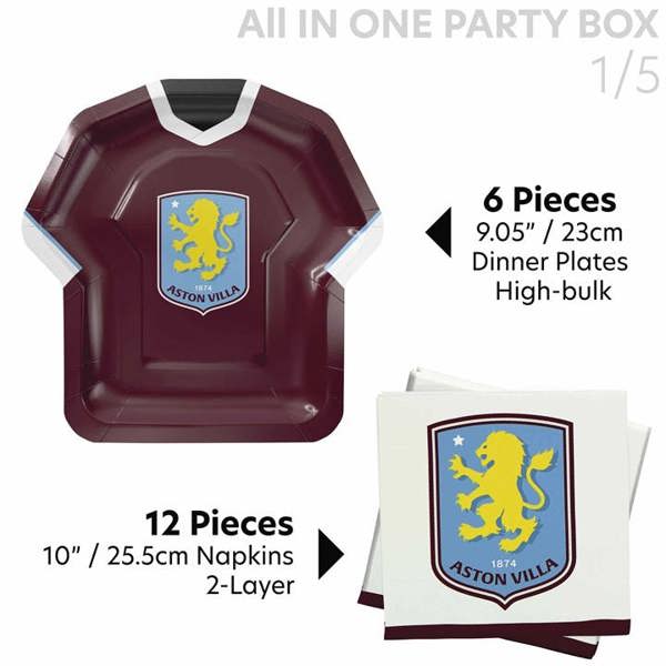 Aston Villa FC All in One Party Box Set, Kitchen Accessories, Sports, Gift