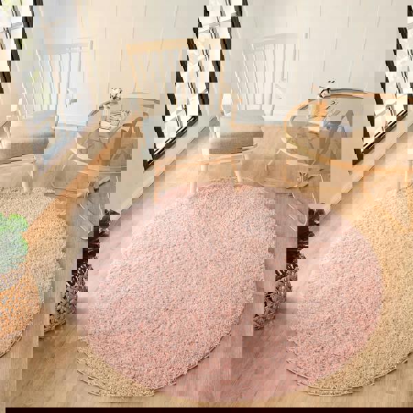 Livabliss Moda Shag-Solid Color Pink Plush Soft Pile Rug