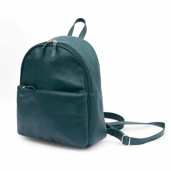 Front view of Teal backpack on a white background