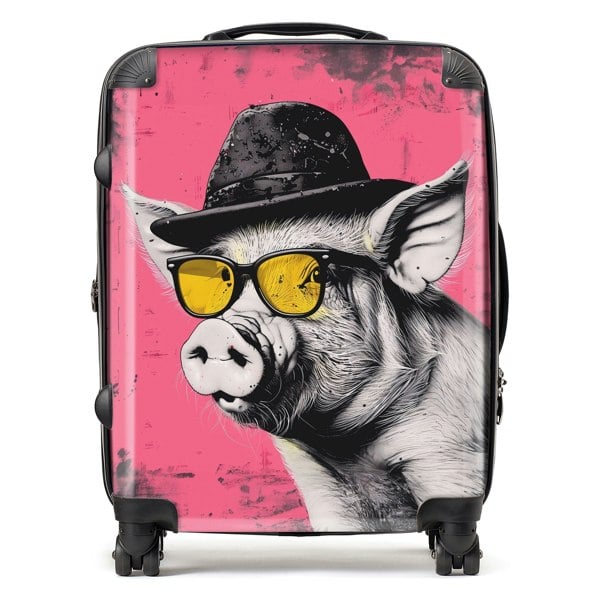 Warren Reed Pig In A Hat And Glasses Suitcase