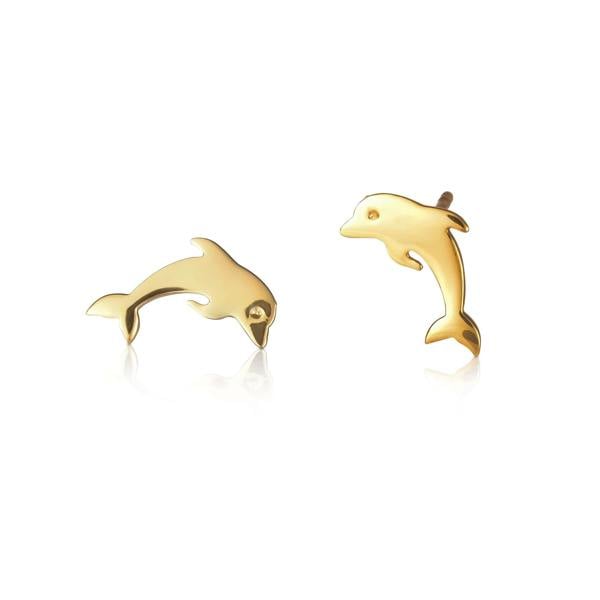 namana Gold Plated 925 Sterling Silver Cute Dolphin Shaped Small Stud Earrings for Women