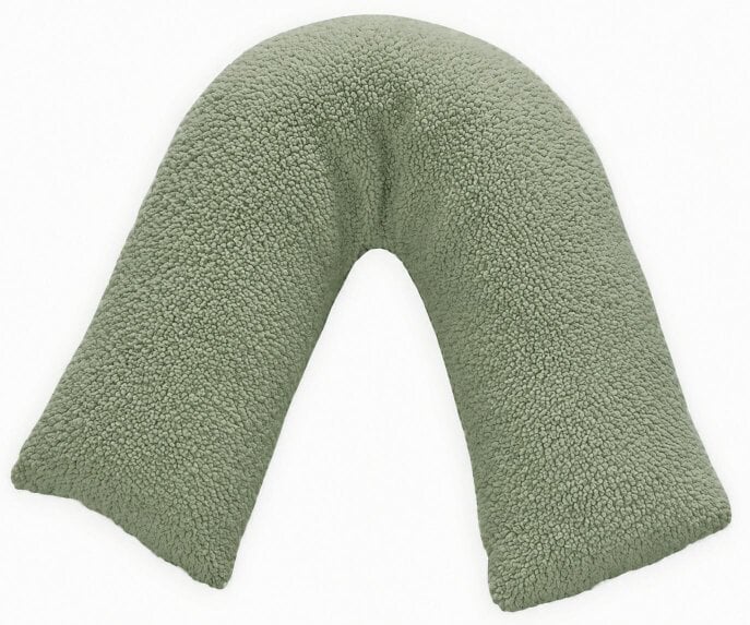 Night Zone Teddy Bear Fleece V Shaped Pillow – Soft Support Cushion with Case or Cover Only - Sage Green - Cover Only