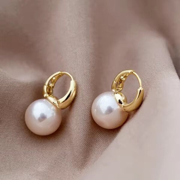 The Colourful Aura Gold Hoop Pearl Drop Earrings
