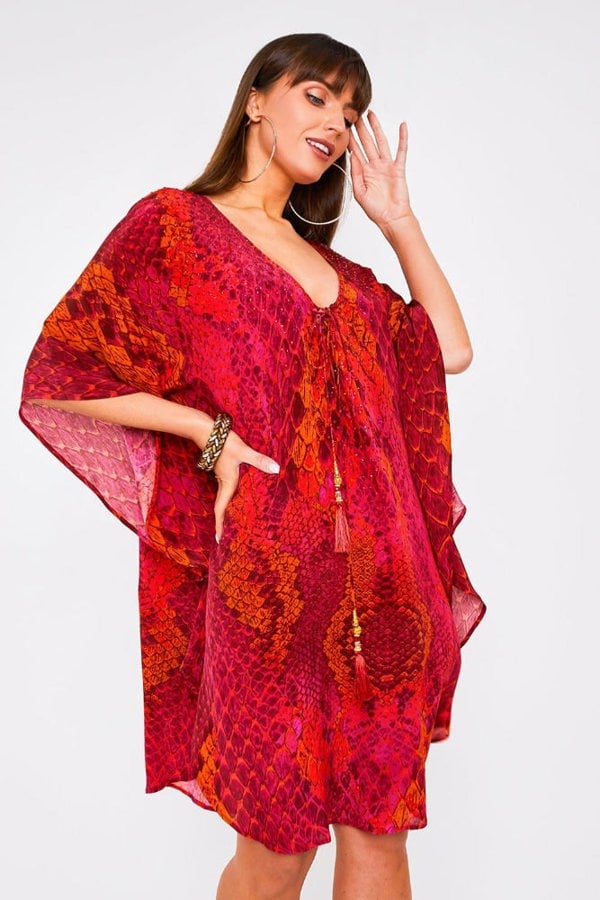 Kaa Tassel Kaftan in Raspberry Python