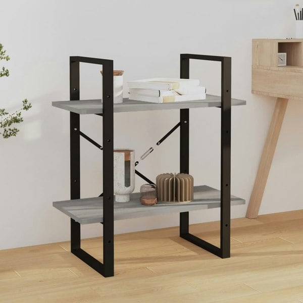 Berkfield 2-Tier Book Cabinet Grey Sonoma 60x30x70 cm Engineered Wood