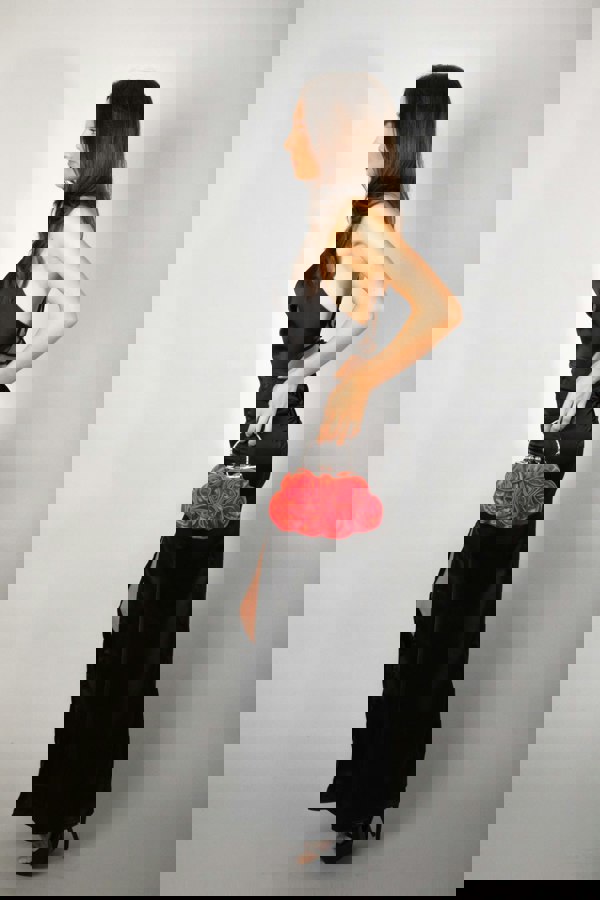 SVNX 3D Rose Clutch Bag in Red