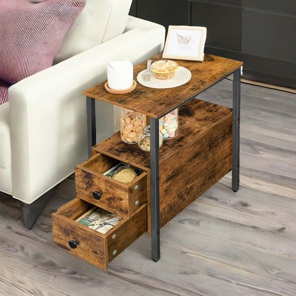 Rafaelo Mobilia Slim Bedside Table with 2 Drawers