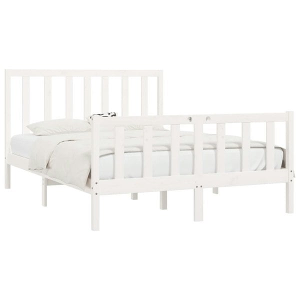 Berkfield Bed Frame White Solid Wood 140x190 cm